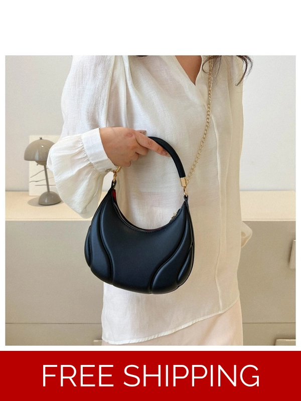 Women's Temperament Chain Pure Color PU Dumpling Bag